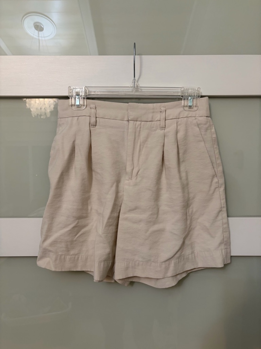 a new day Cream High-Waist Pleated Tailored Shorts